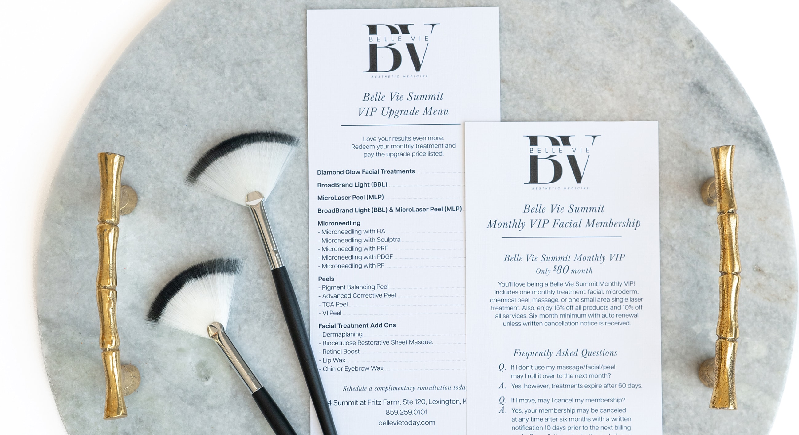 Belle Vie Summit VIP membership details and menu.